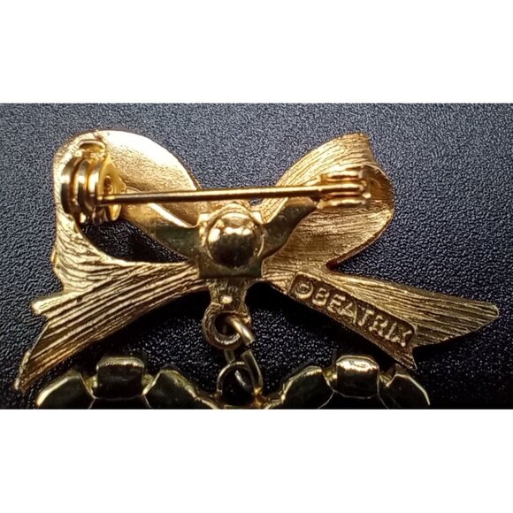 Heart Brooch Pin Beatrix Red Rhinestone Vintage Valentines Day Dangle Accent - Picture 11 of 13